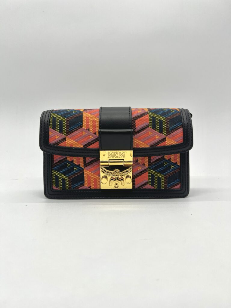 MCM Tracy Crossbody Bag Black Orange Cubic GHW