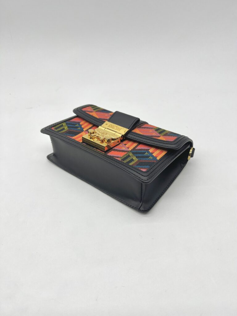 MCM Tracy Crossbody Bag Black Orange Cubic GHW
