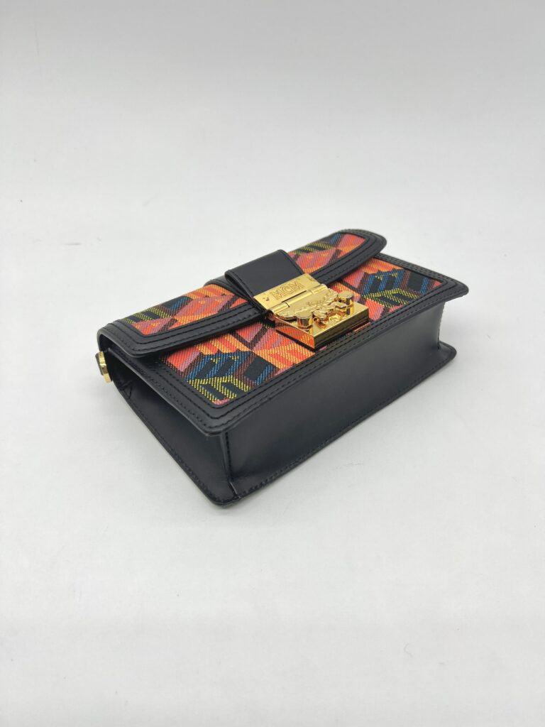 MCM Tracy Crossbody Bag Black Orange Cubic GHW