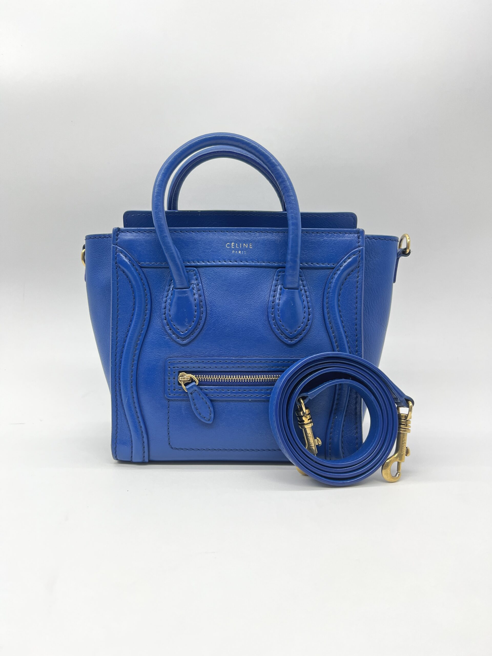 Celine Nano Luggage Blue Electric GHW