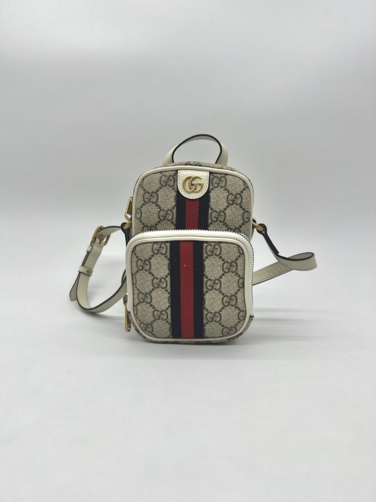 Gucci Mini Ophidia Double Zip GG Supreme Beige White GHW