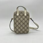 Gucci Mini Ophidia Double Zip GG Supreme Beige White GHW