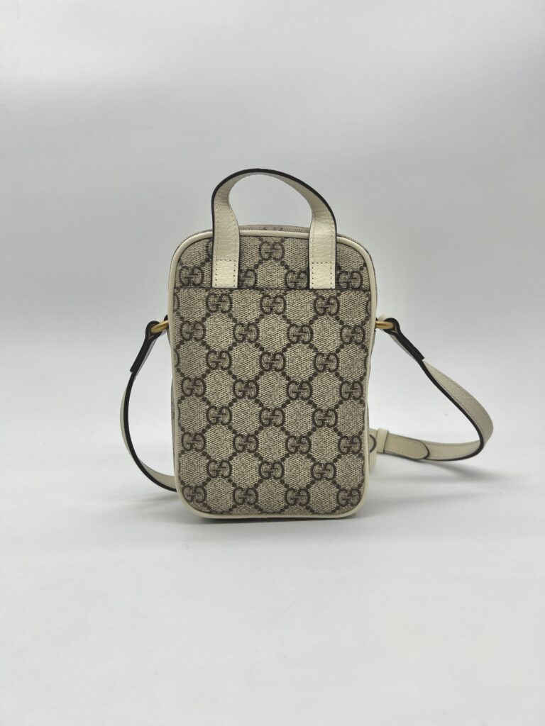 Gucci Mini Ophidia Double Zip GG Supreme Beige White GHW