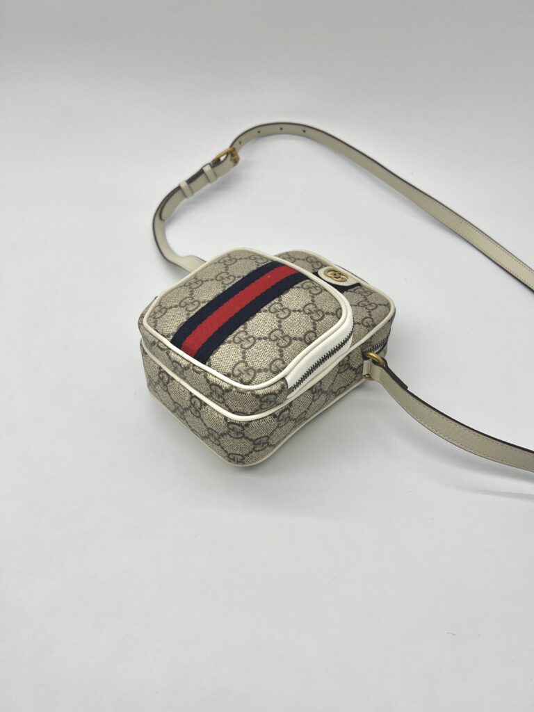 Gucci Mini Ophidia Double Zip GG Supreme Beige White GHW