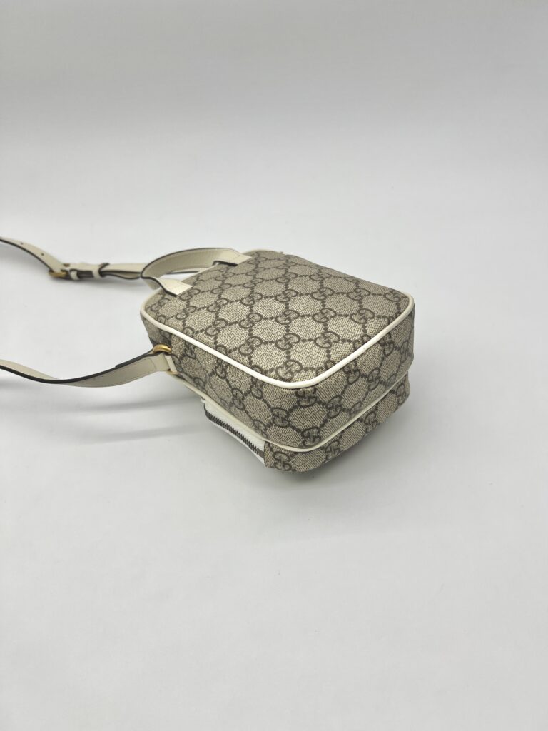 Gucci Mini Ophidia Double Zip GG Supreme Beige White GHW