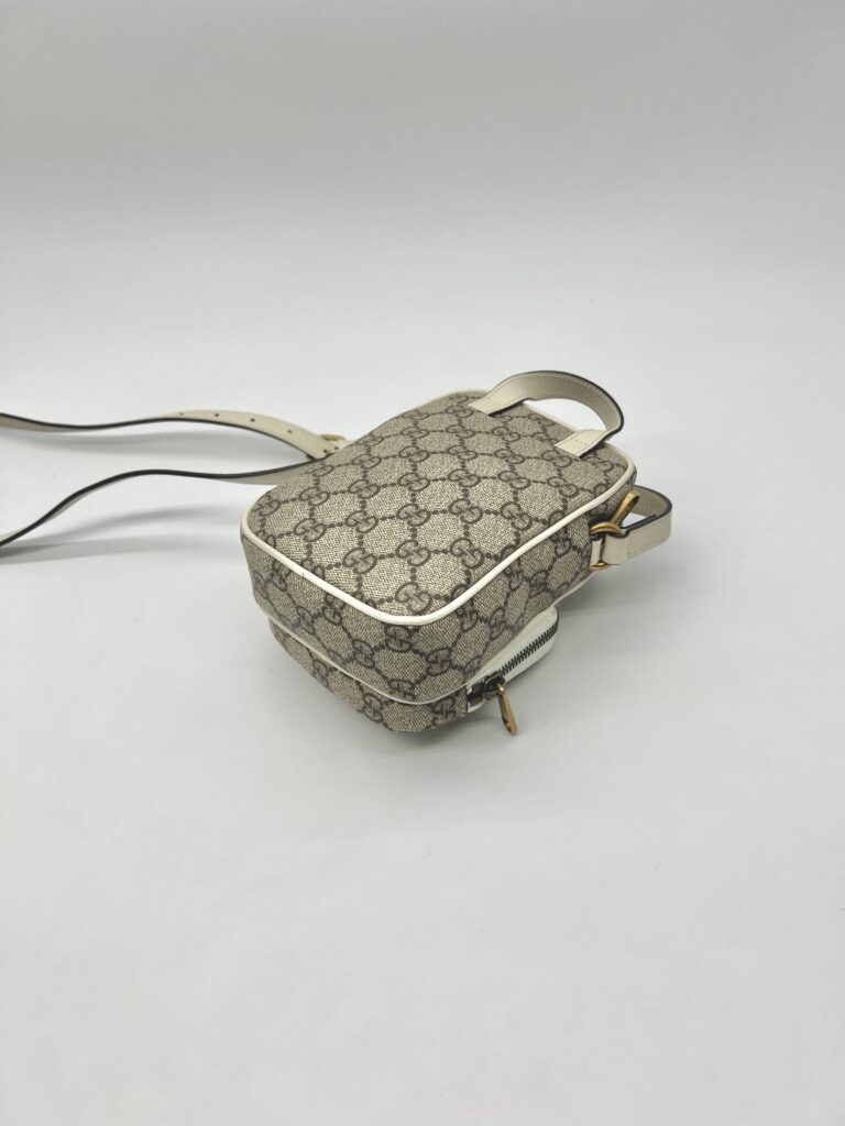 Gucci Mini Ophidia Double Zip GG Supreme Beige White GHW