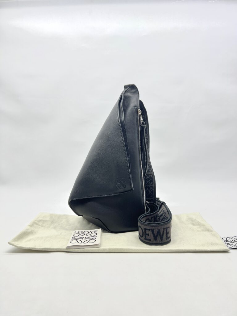 Loewe Anton Sling Logo Debossed Leather Black SHW