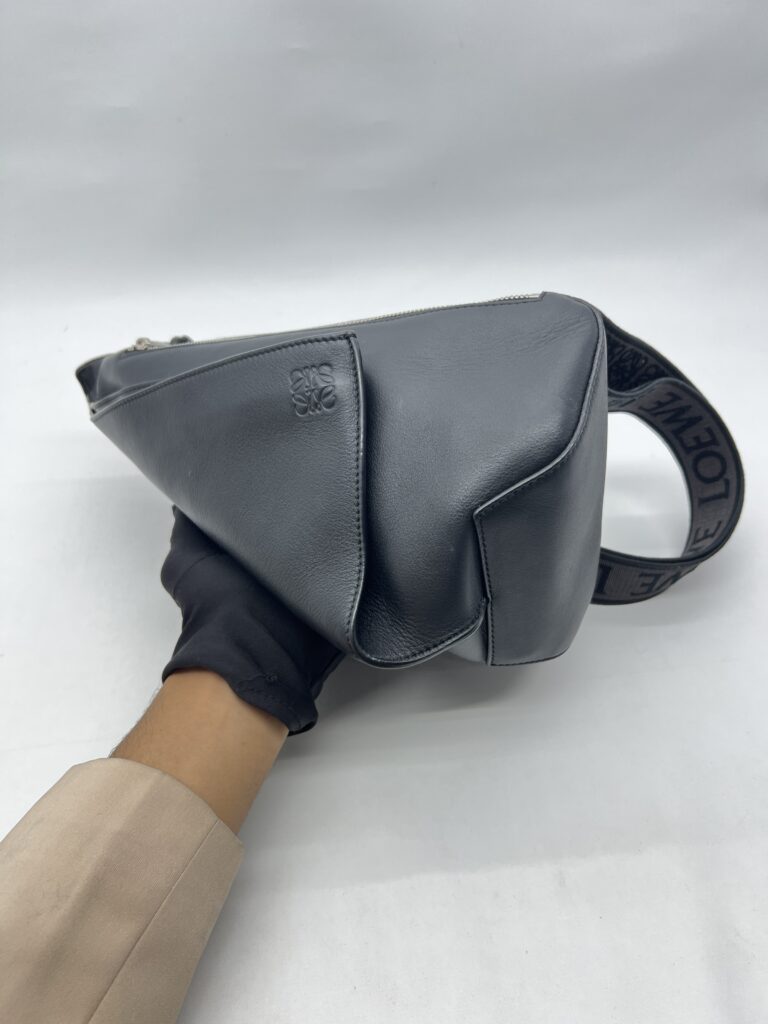 Loewe Anton Sling Logo Debossed Leather Black SHW
