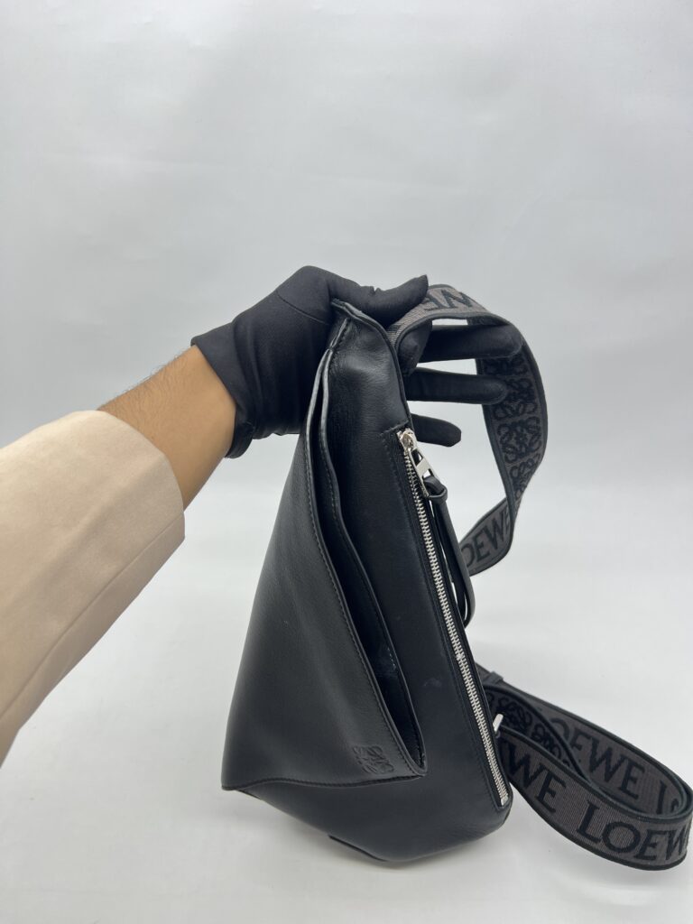 Loewe Anton Sling Logo Debossed Leather Black SHW