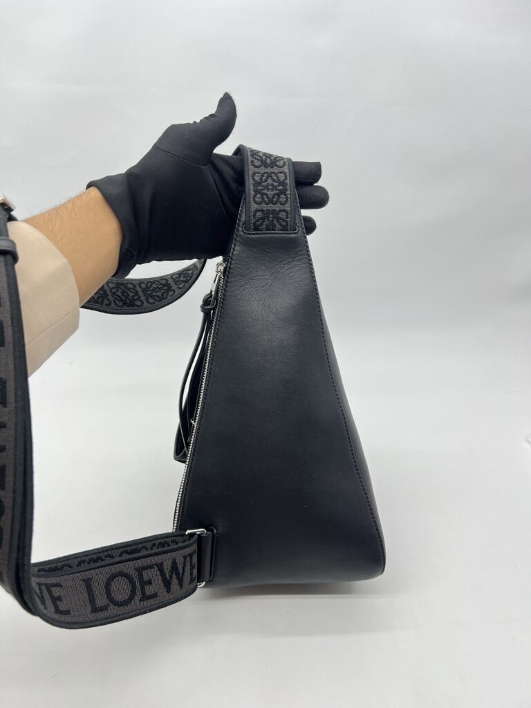 Loewe Anton Sling Logo Debossed Leather Black SHW