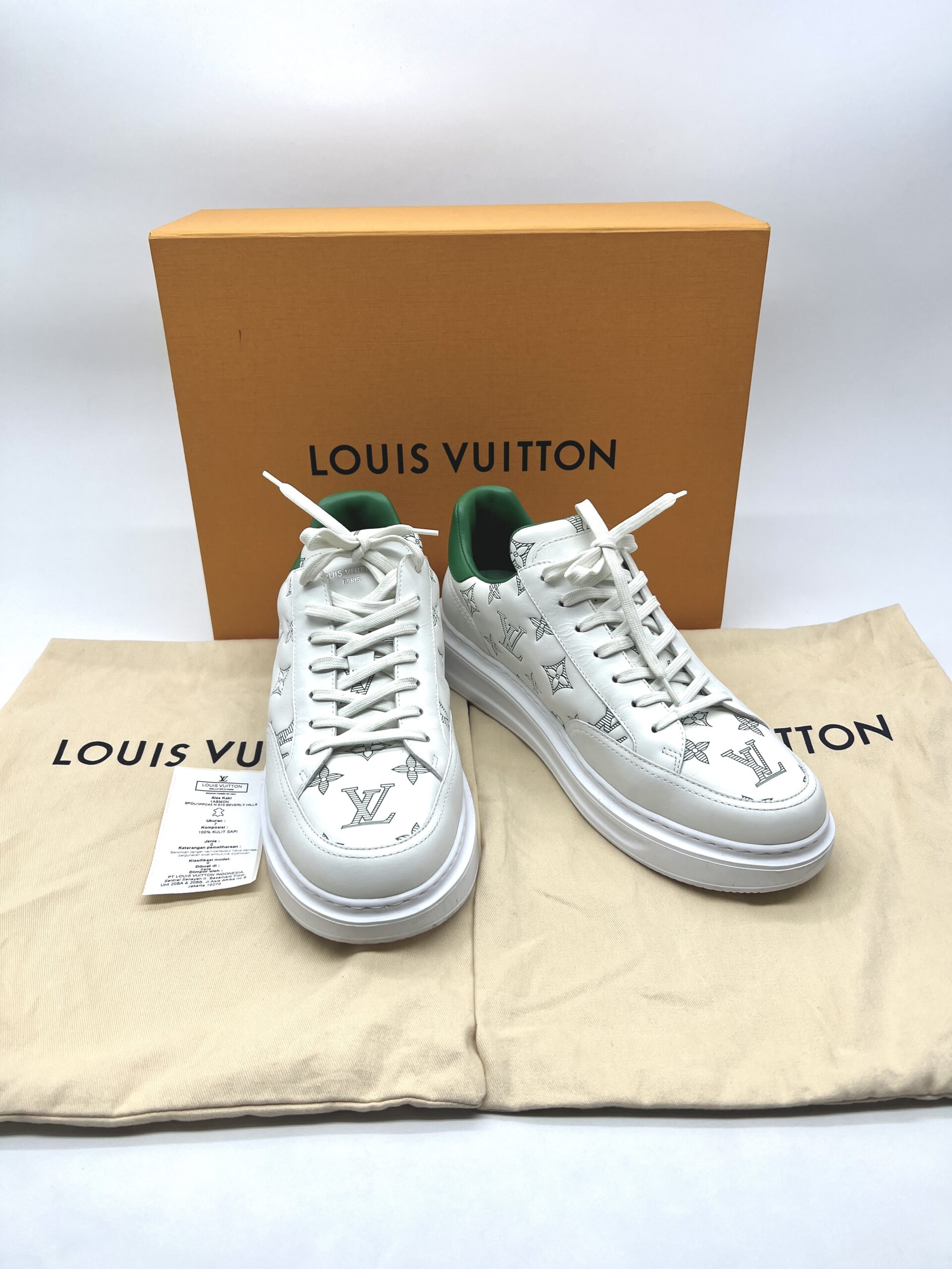 Louis Vuitton Beverly Hills Sneakers Monogram White Green
