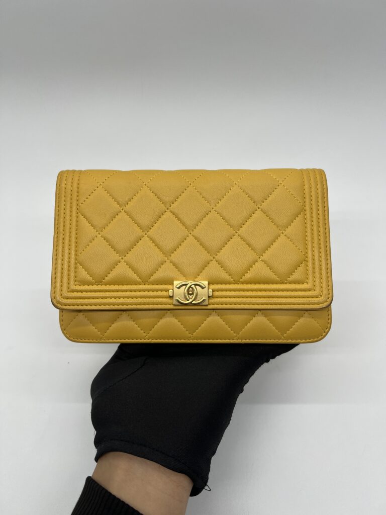 Chanel Boy WOC Lambskin Yellow GHW