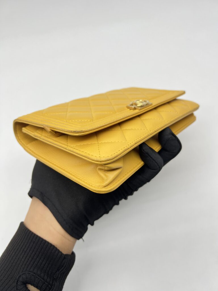 Chanel Boy WOC Lambskin Yellow GHW