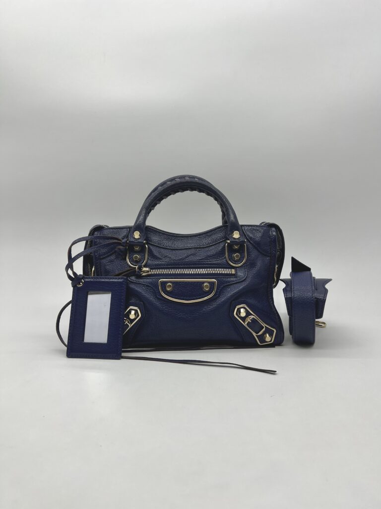 Balenciaga Mini City Edge Chevre Navy GHW