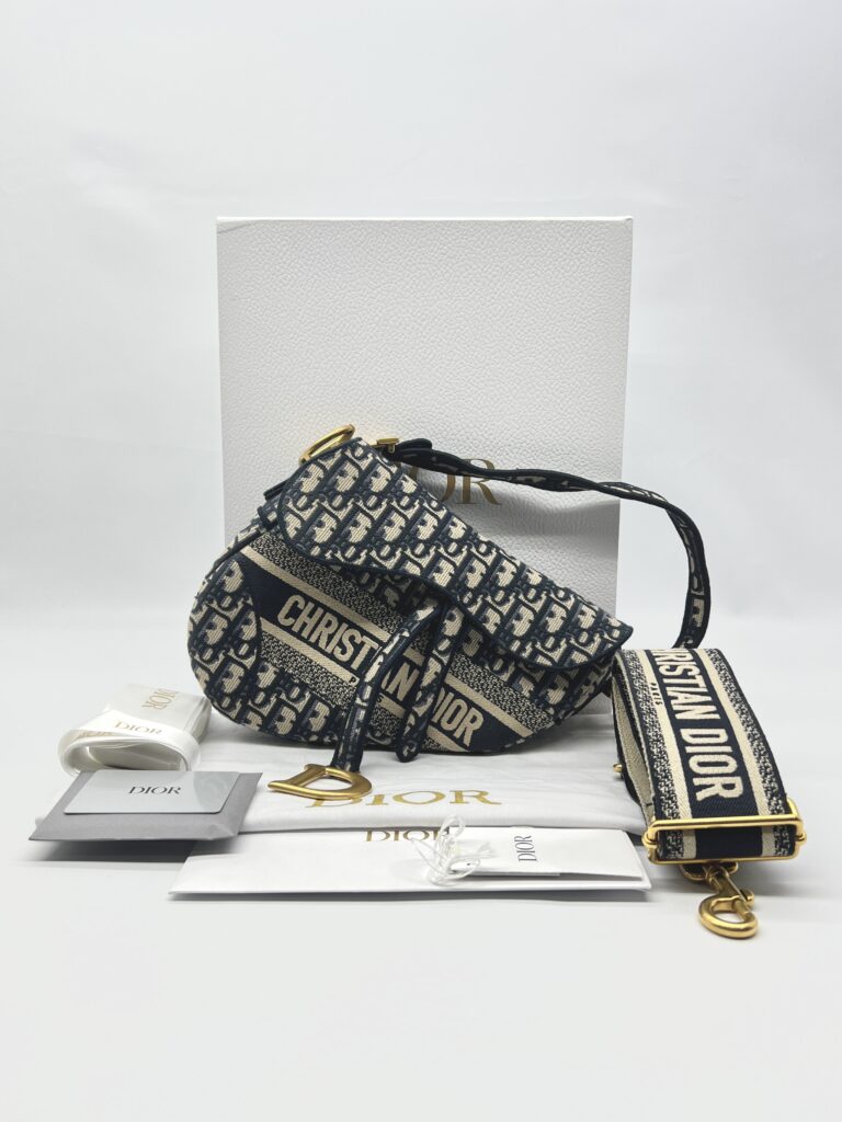 Dior Saddle Medium Canvas Oblique Blue GHW