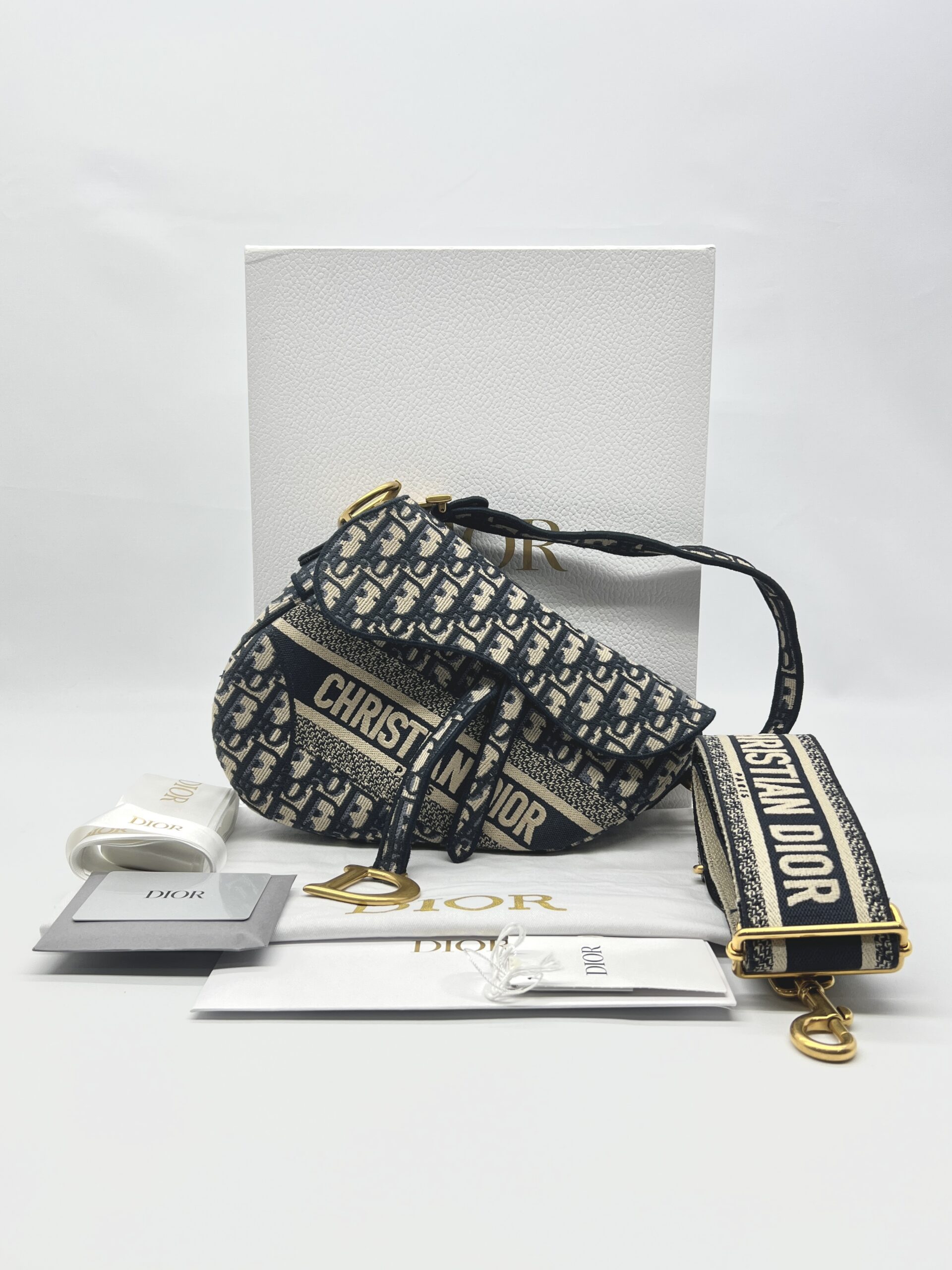 Dior Saddle Medium Canvas Oblique Blue GHW