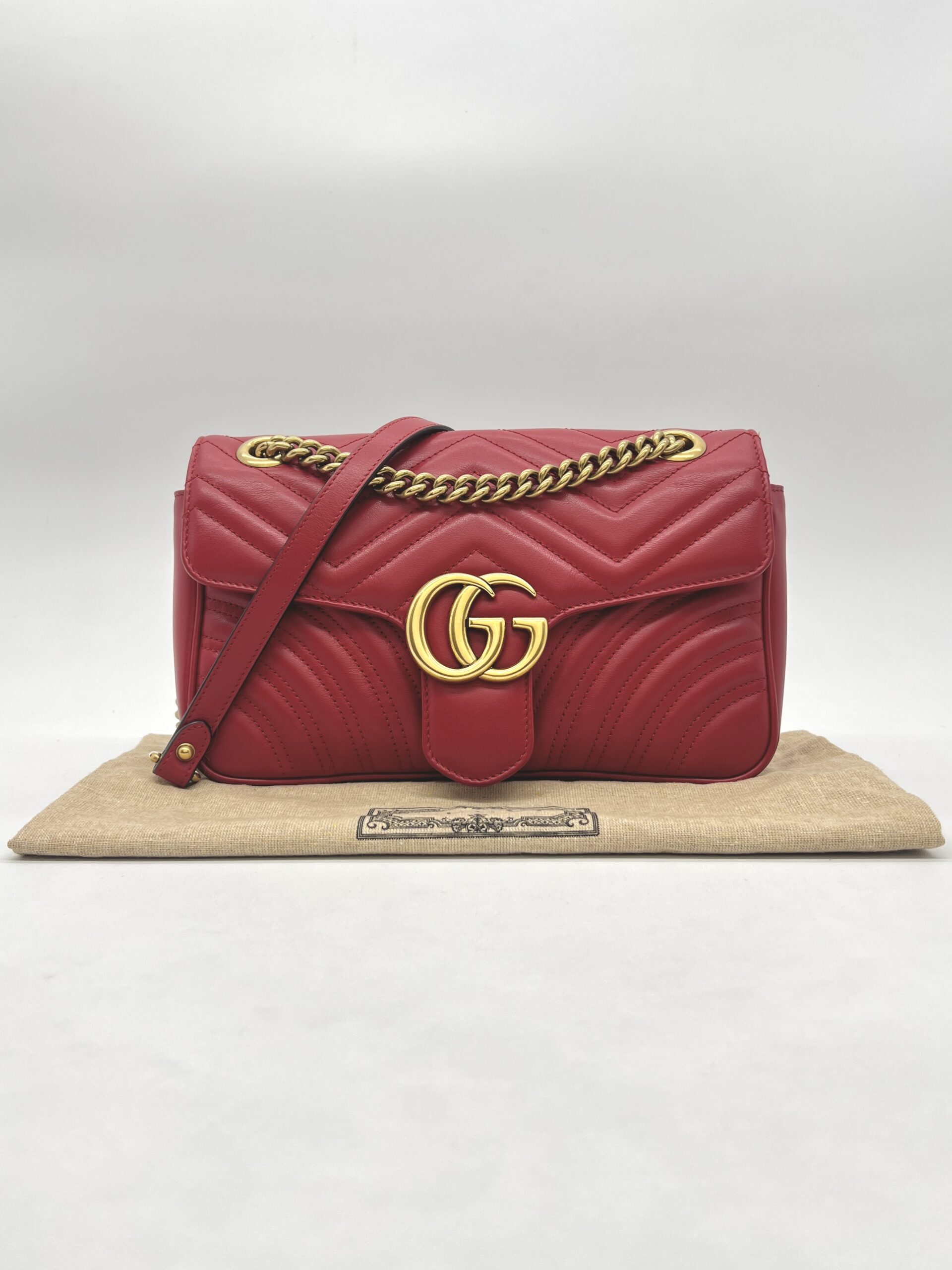 Gucci Marmont Flap Small Red GHW