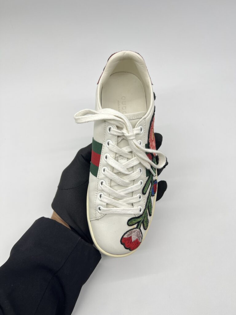 Gucci Ace Sneakers White Floral Emboidered