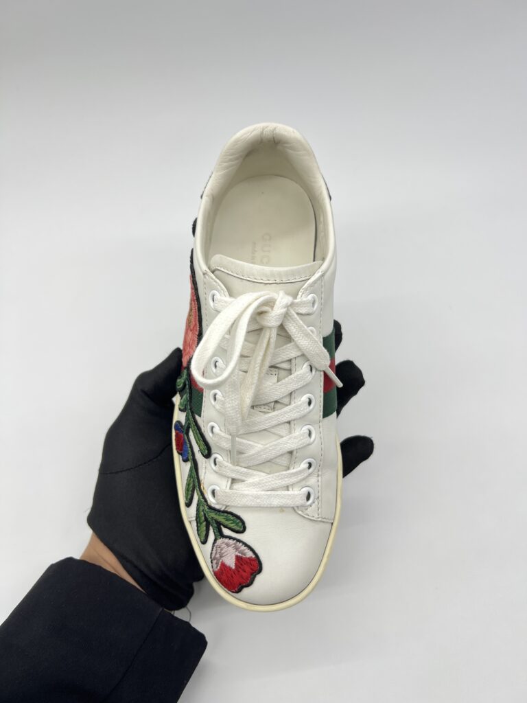 Gucci Ace Sneakers White Floral Emboidered