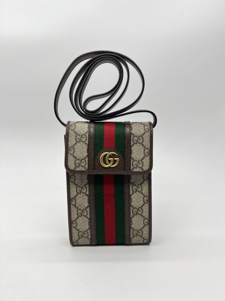 Gucci Phone Holder Ophidia GG Supreme Brown GHW