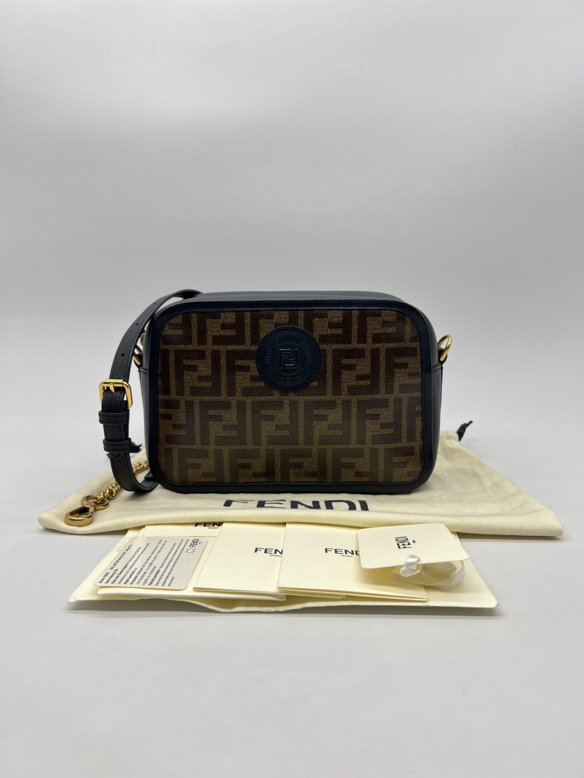 Fendi Camera Bag Brown FF Black GHW