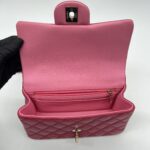 Chanel Mini Rectangle Top Handle Lambskin Bicolor Fuchsia Pink GHW