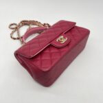 Chanel Mini Rectangle Top Handle Lambskin Bicolor Fuchsia Pink GHW