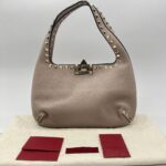 Valentino Rockstud Hobo Grained Poudre GHW