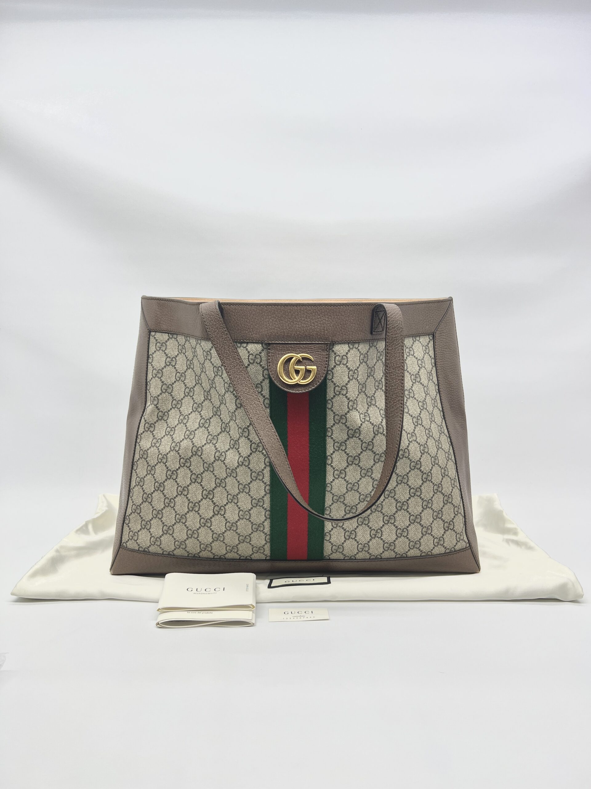 Gucci Ophidia Soft Tote Bag GG Supreme Brown GHW