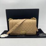 Chanel Boy 25 Caviar Dark Beige GHW