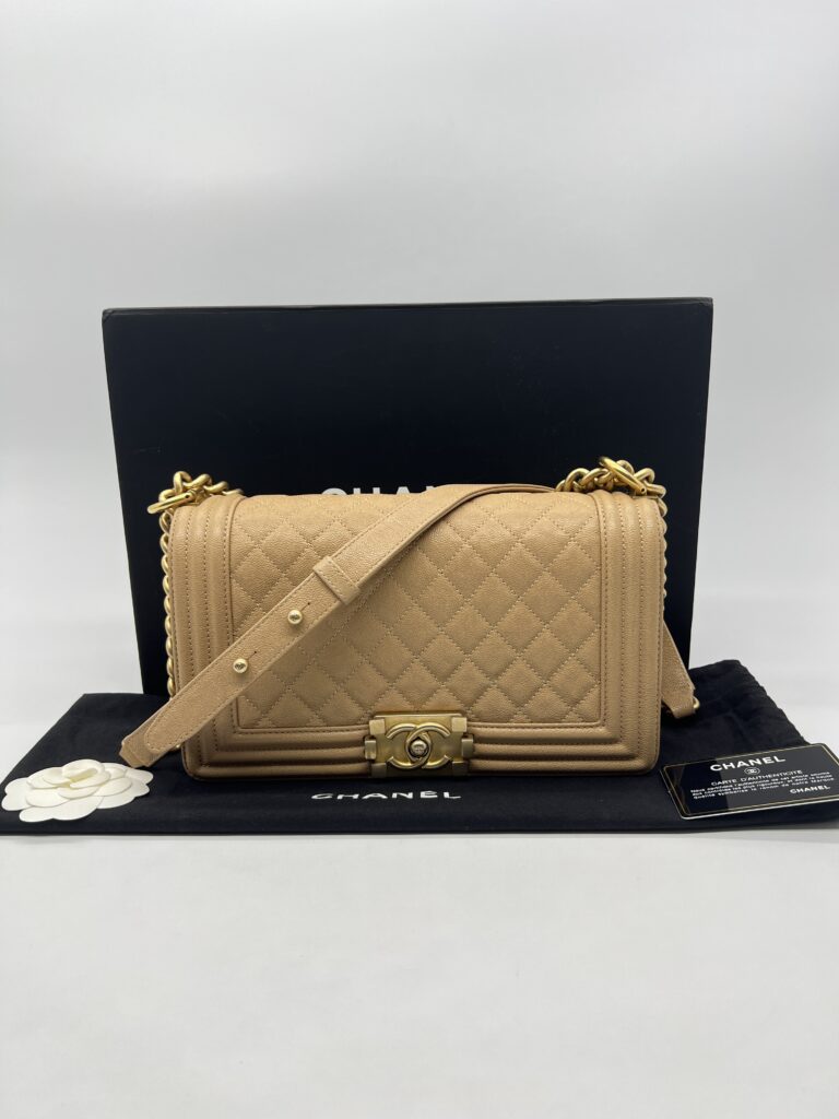 Chanel Boy 25 Caviar Dark Beige GHW