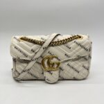 Gucci Marmont Flap Small X White Balenciaga Logo GHW