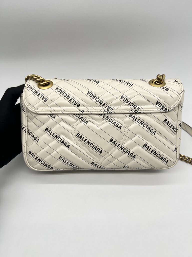 Gucci Marmont Flap Small X White Balenciaga Logo GHW