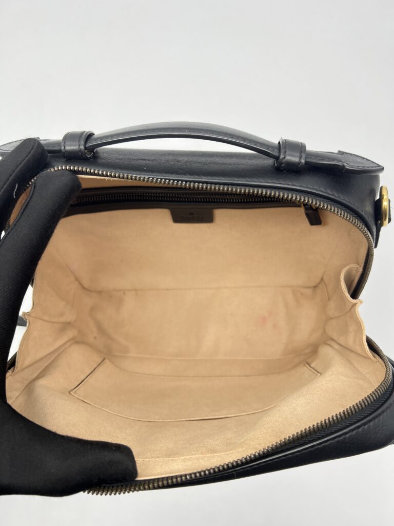 Gucci Marmont Zip Top Handle Leather Black GHW