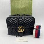 Gucci Marmont Zip Top Handle Leather Black GHW