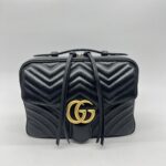 Gucci Marmont Zip Top Handle Leather Black GHW