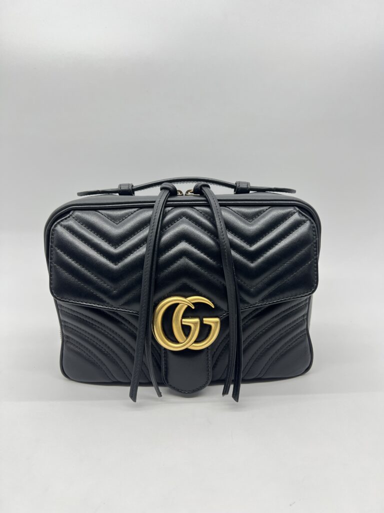 Gucci Marmont Zip Top Handle Leather Black GHW