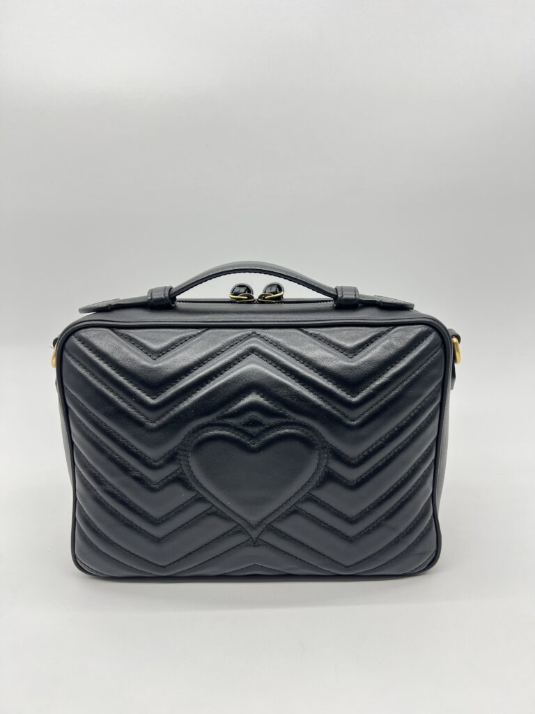 Gucci Marmont Zip Top Handle Leather Black GHW