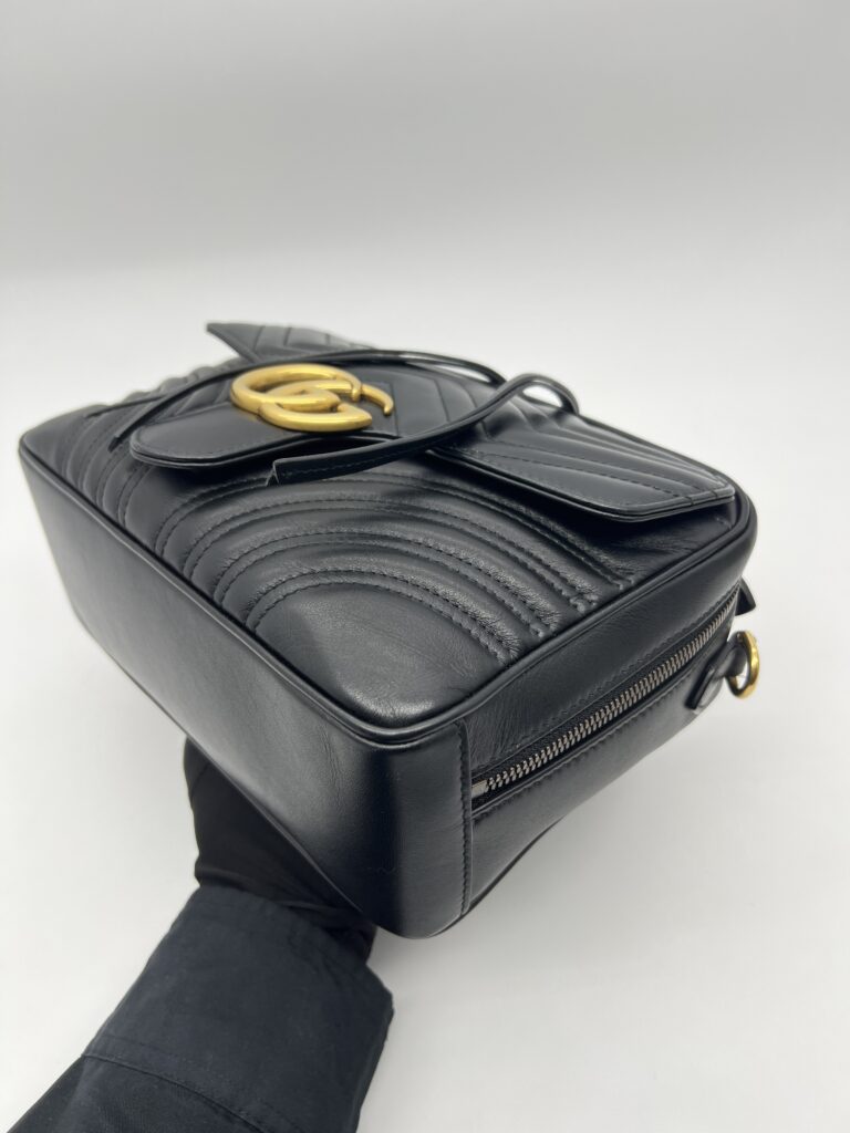 Gucci Marmont Zip Top Handle Leather Black GHW