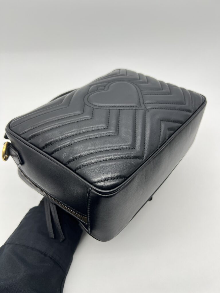 Gucci Marmont Zip Top Handle Leather Black GHW
