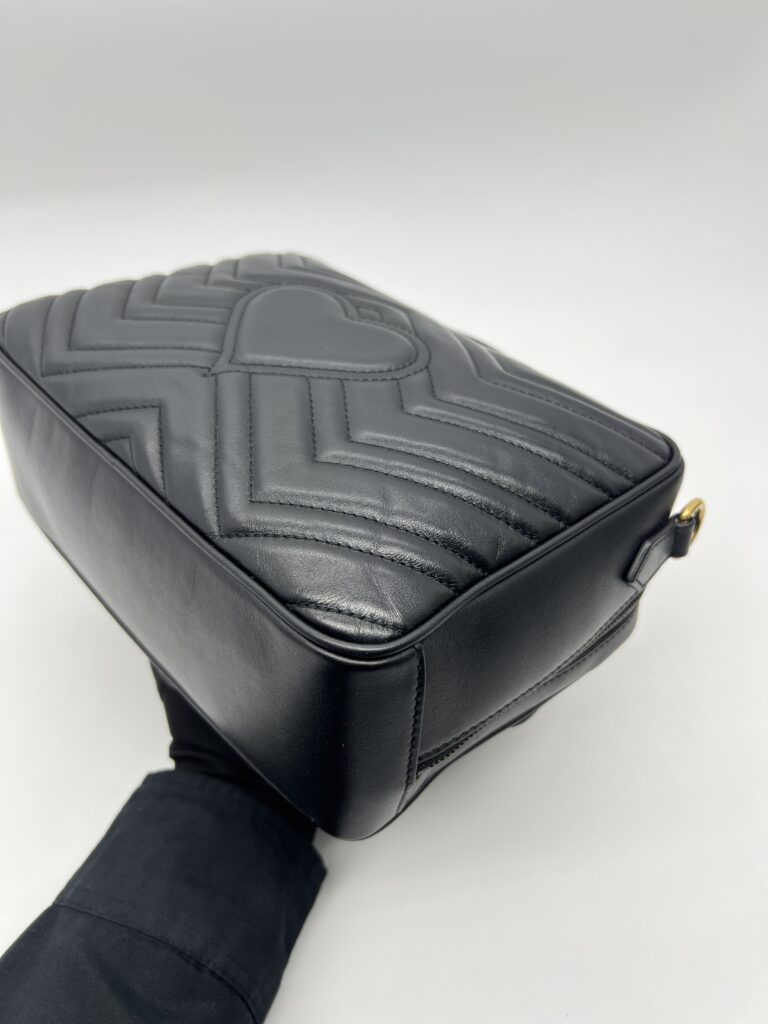 Gucci Marmont Zip Top Handle Leather Black GHW