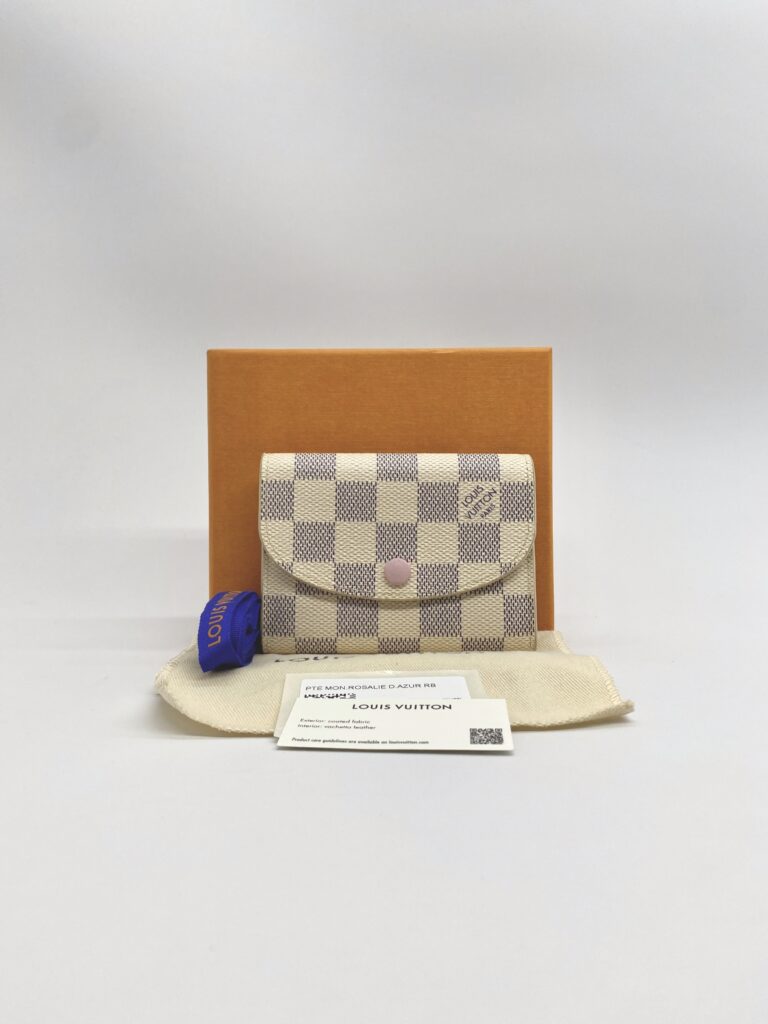 Louis Vuitton Rosalie Coin Purse Damier Azur Rose Ballerine GHW