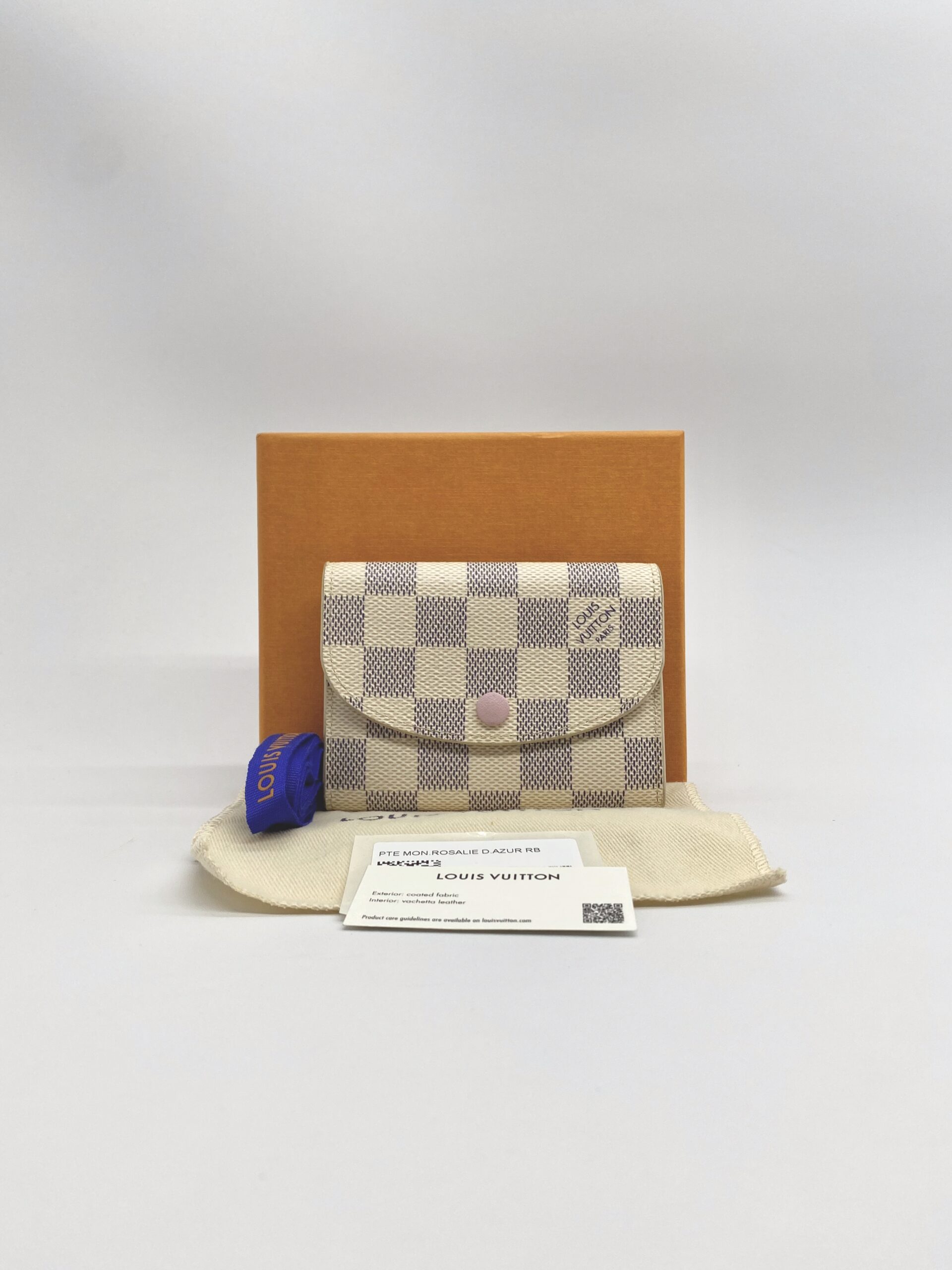Louis Vuitton Rosalie Coin Purse Damier Azur Rose Ballerine GHW