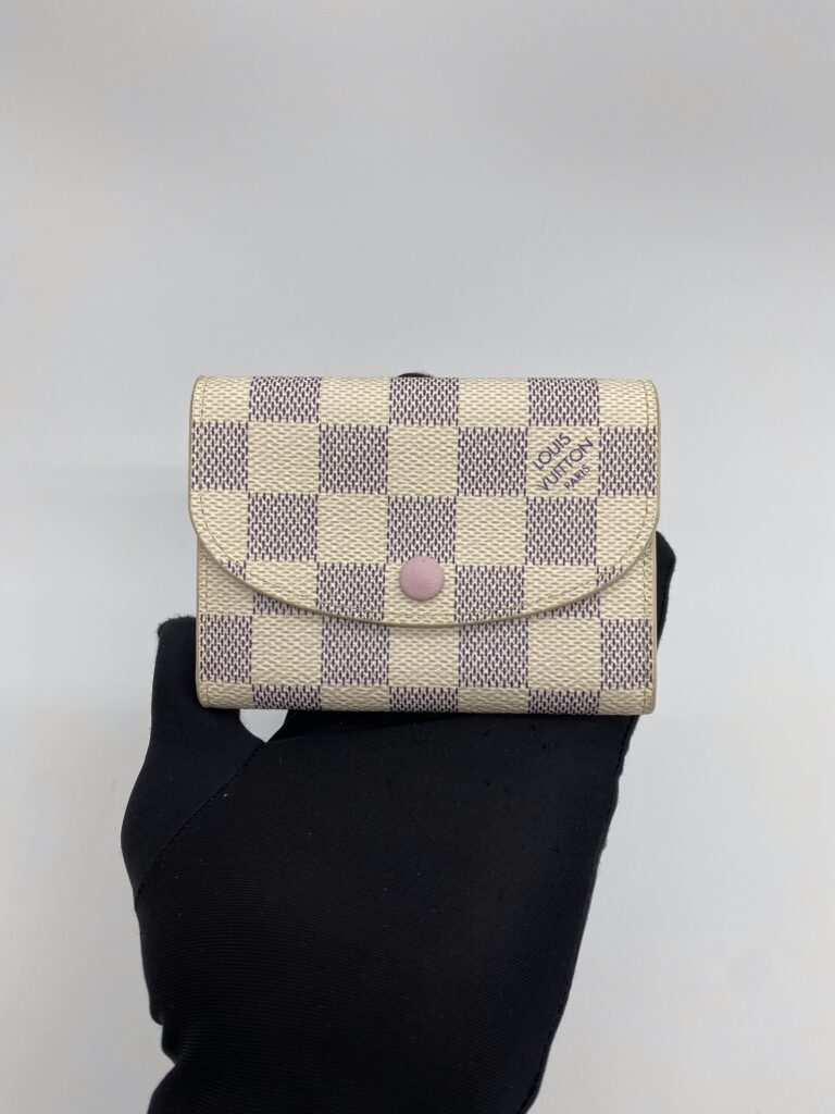Louis Vuitton Rosalie Coin Purse Damier Azur Rose Ballerine GHW