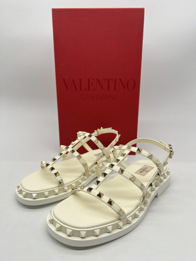 Valentino Rockstud Slingback Sandal Ivory
