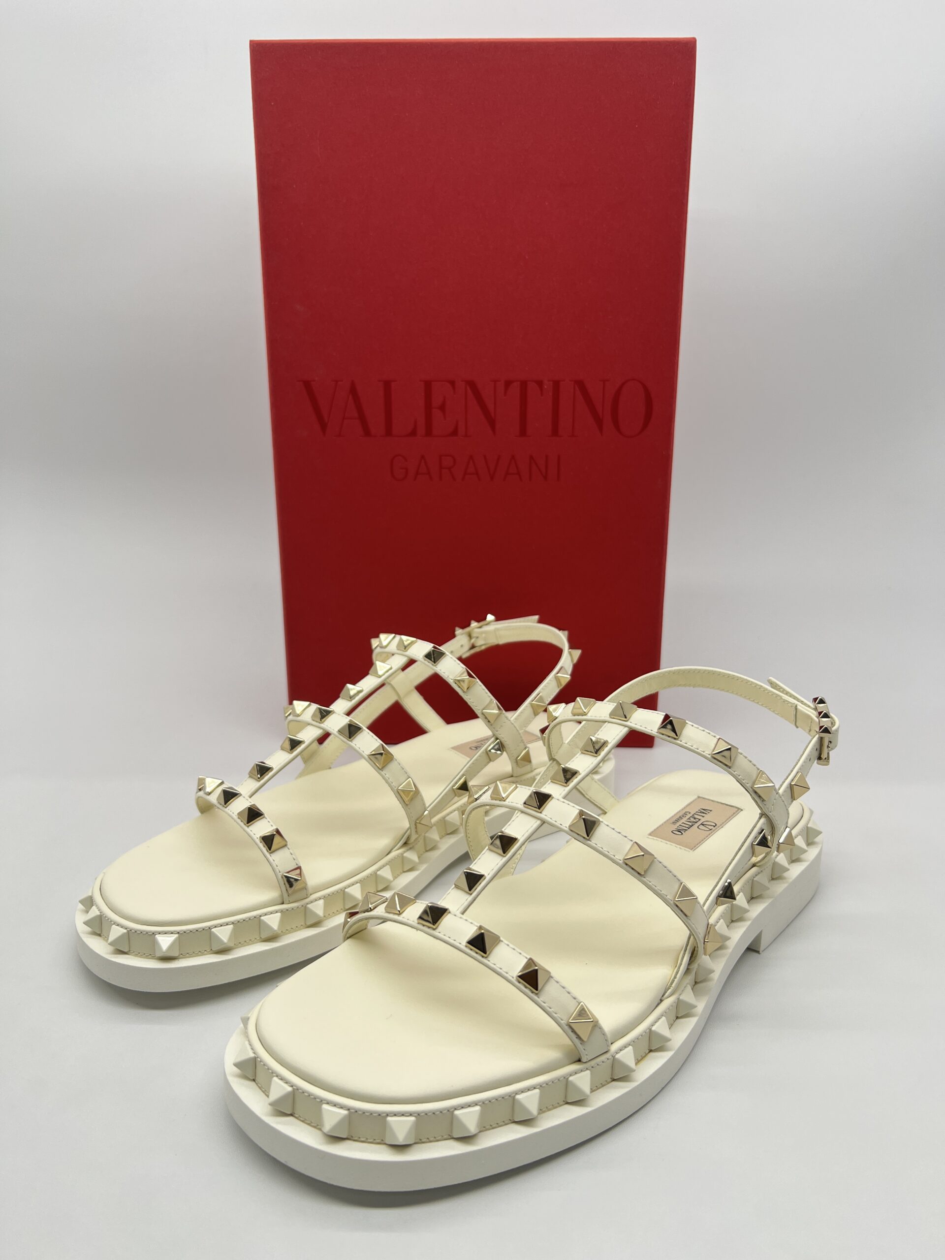 Valentino Rockstud Slingback Sandal Ivory