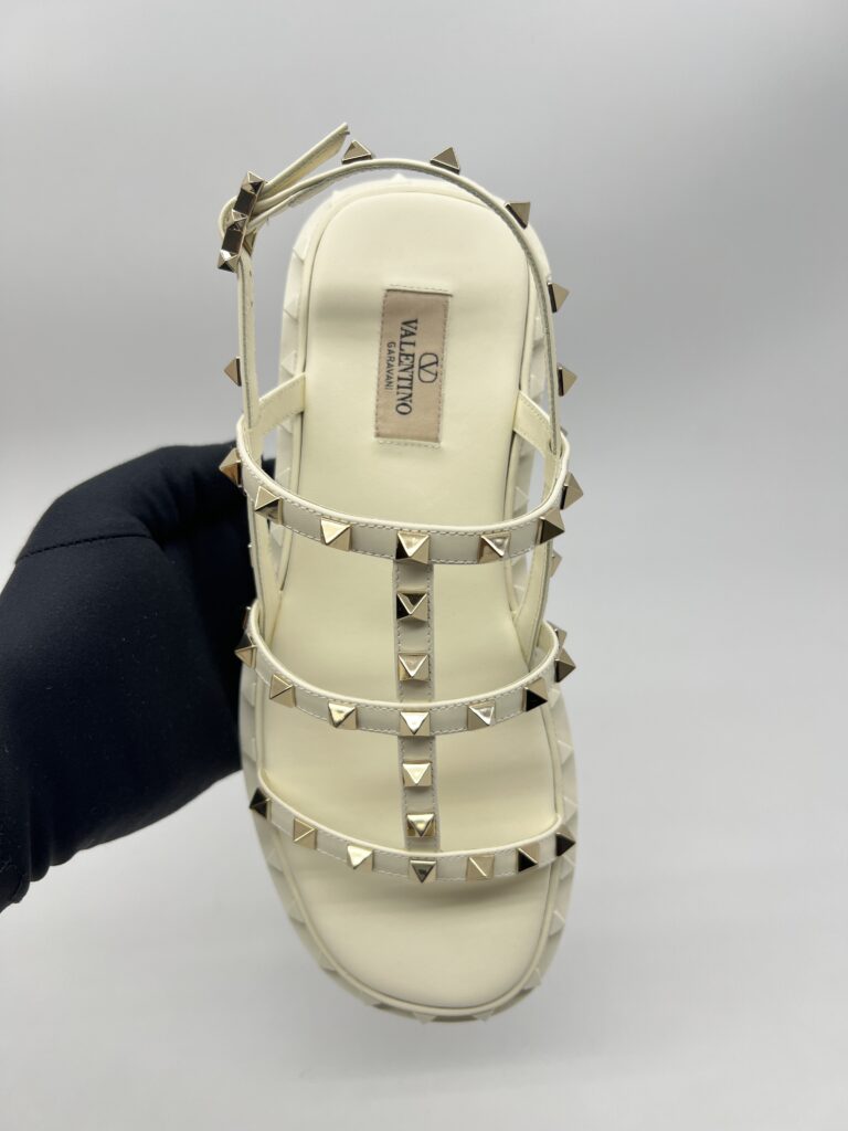Valentino Rockstud Slingback Sandal Ivory