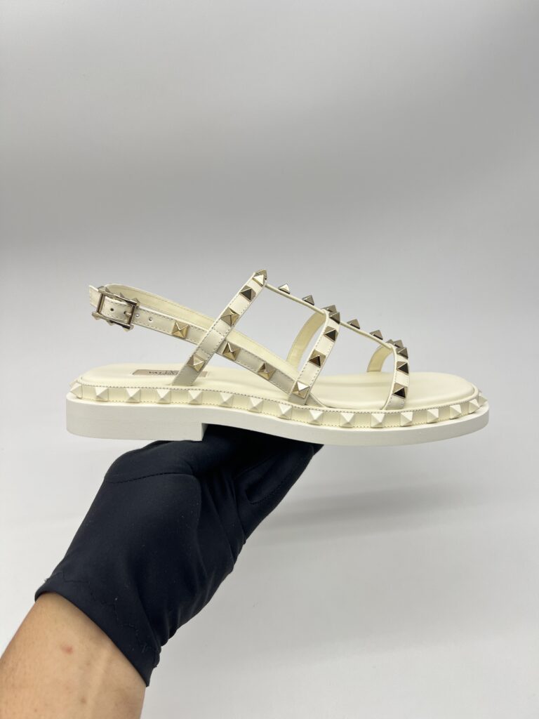 Valentino Rockstud Slingback Sandal Ivory