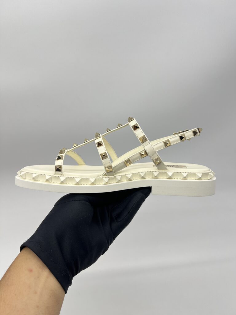 Valentino Rockstud Slingback Sandal Ivory