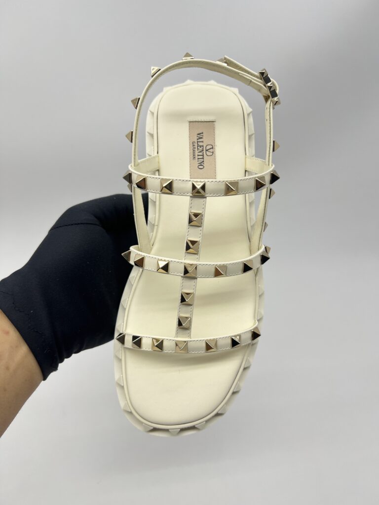 Valentino Rockstud Slingback Sandal Ivory